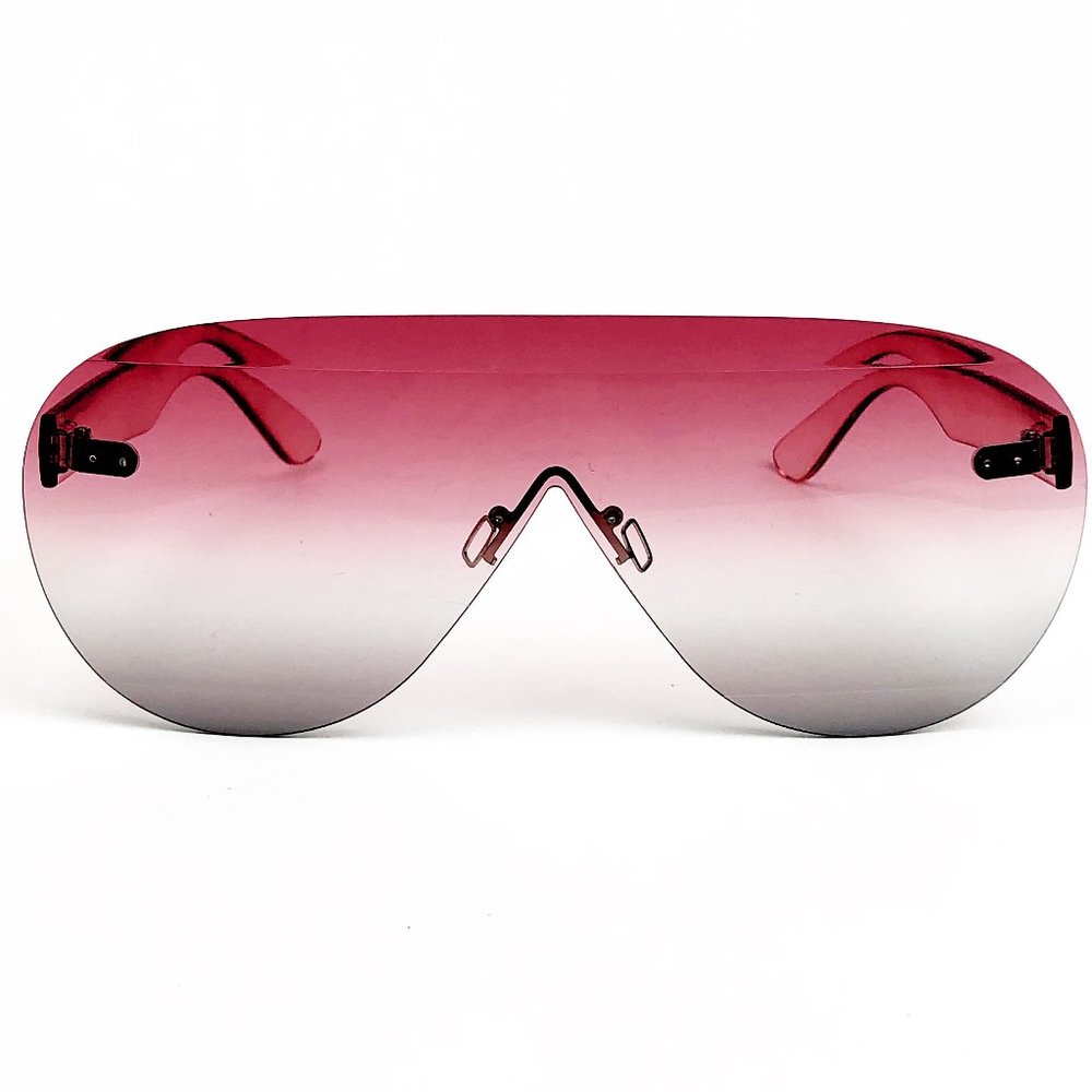 Oversized Gradient Pink Rimless Aviator Sunglasses